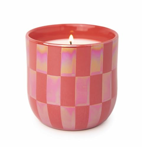 Paddywax Scented Candles Lustre Iridescent Ceramic Luxury Artisan Candle, 283g, Matte Coral - Cactus Flower