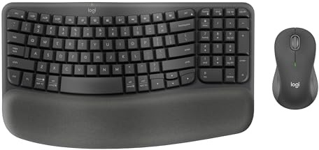 Logitech Wave Keys MK670 Combo, Wireless Ergonomic Keyboard with Signature M550 L Wireless Mouse, Comfortable Natural Typing, Bluetooth, Logi Bolt, for Multi-OS, Windows/Mac - Graphite
