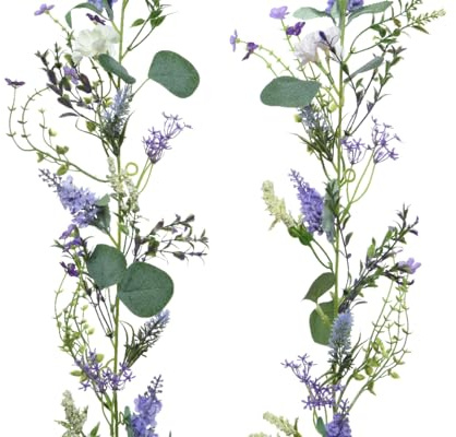 Decoris Kunstblumen Wildblumen Girlande 180cm x 1 Stück Sortiert künstliche Blumen Blumengirlande Dekoblumen Hängedeko