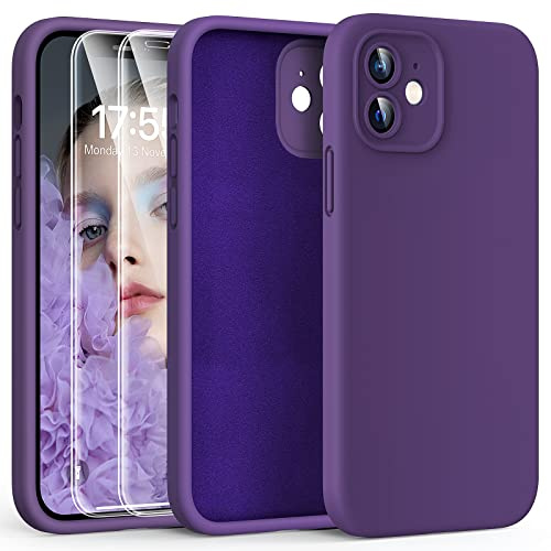 HATOSHI für iPhone 12 Hülle, Silikon Anti-Rutsch Kratzfestes Stoßfest Handyhülle für iPhone 12 Schutzhüll, Dunkellila
