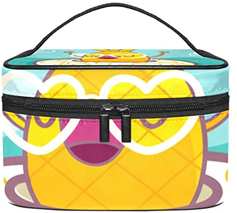 Funny Ananas comosus with Lifebuoy Portable Makeup Bag Travel Cosmetic Bags for Women Girls Zipper Pouch Case Organizer