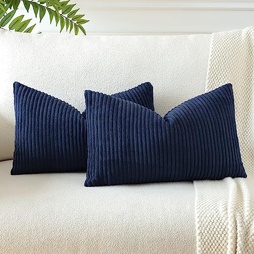 JOTOM Uppsättning örngott kuddar soffkuddar prydnadskuddar dekorativ för soffa vardagsrum 40 x 60 cm marinblå