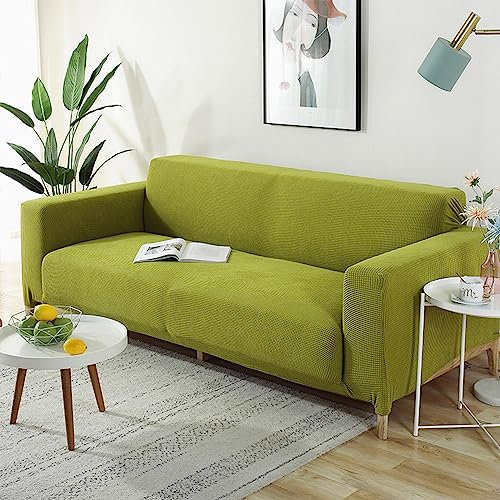 AYLFBFU Sofabezug U Form Stretch-Jacquard Universal Sofa Abdeckung 1+2 Sitzer Hochelastisch, abnehmbar und waschbar, Big Sofa überzug mit verstellbarem Gummiband Grün (2 Stück)