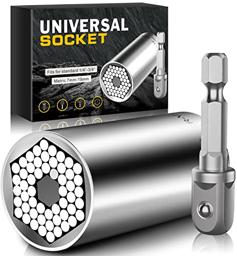 Universal Socket Tools Gifts for Men: Christmas Stocking Stuffers for Men | Cool Stuff Ideas Gadgets Birthday Gifts for Him Husband Women Dad Grip Socket Set (7-19mm)