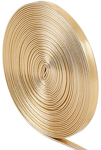Gorgecraft 5mX6mm Cinghie Piatte In Pelle Metallizzata Cordoncino In Pelle Lucida Cuoio Lucido Dell'Unità di Elaborazione Striscia di Pizzo Stringa di Perline Nastro Artigianato Forniture Finte, Oro