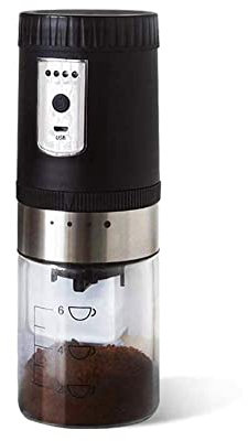 Moulin à café électrique de voyage rechargeable par USB, moulin à fraises coniques en céramique avec réglage de mouture fine et grossière réglable à 5 niveaux pour expresso, infusion froide et turque,