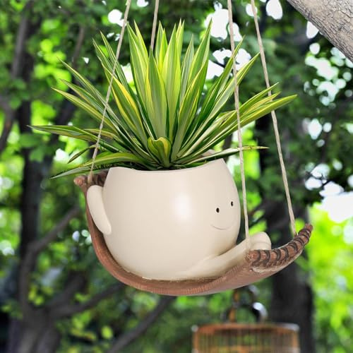 Kirdume Hängende Blumentöpfe, Blumentopf Gesicht Kopf, Hängende Pflanzgefäße Mit Gesicht, Swing Face Übertopf, Wand Pflanzgefäße Für Zimmerpflanzen, Pflanzgefäß Mit Schwing Gesicht Zum Aufhängen