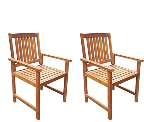 ARKEM Gartenstühle 2 STK. Massivholz Akazie Braun Stuhl Balkon Stapelstuhl Gartenstuhl Holz