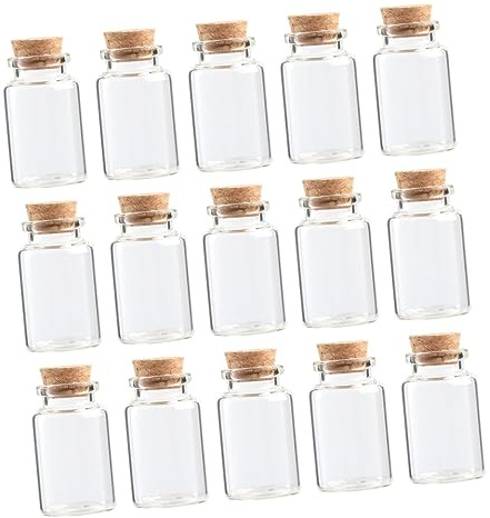 FUNOMOCYA Kleine Gläschen mit Korken aus Glas 20ml 20 Stück Kleiner Flaschen für Tee und Snacks für Party und Zuhause Glasflasche mit Holzverschluss