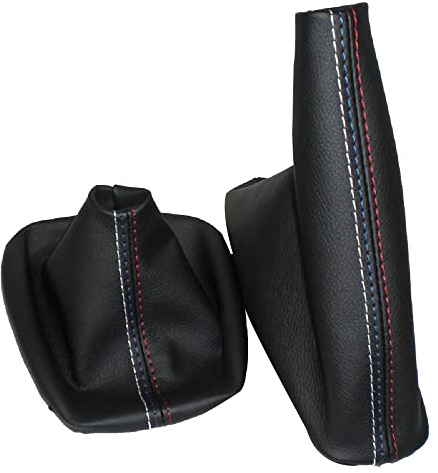 Copri pomello cambio auto + cuffia freno a mano manuale per BMW Serie 3 E36 E46 E30 E34 M3 Z3,Set manicotti per cuffia cambio automatico Pezzi di ricambio per auto