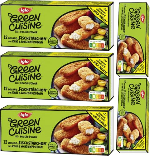 Iglo Green Cuisine vegane Fischstäbchen aus Reis und Weizen 336 Gramm x 5 STÜCK [Frischegarantie]