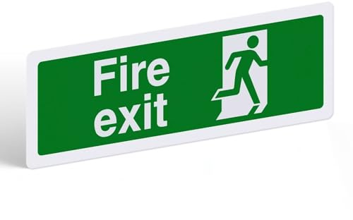 Fire Exit Sign with No Arrow - PVC Rigid Plastic with Self-Adhesive Backing - Landscape - 300mm x 100mm