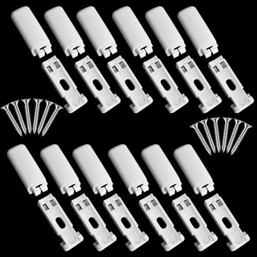 12Kit 24 Stück Plissee Ersatzteile klemmträger, Spannschuhe für verspannte Plissees, für Klebeträger und Stick & Fix Front Klebeplatten（weiß）