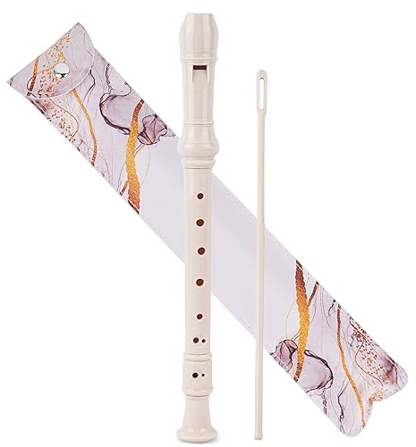 Czzmy Flauta de pico soprano, con bolsa de cuero de la PU, varilla de limpieza y tablero de digitación,8 agujeros C llave flauta de pico digitación barroca/alemán instrumento de viento para