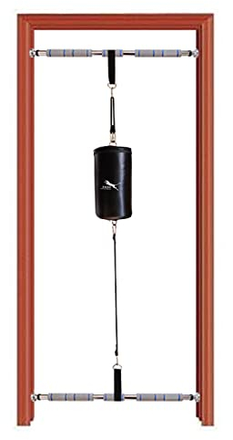 Doppelseitiger Boxsack, leiser Boxreflexball für Heimtrainingsübungen mit Erwachsenen und Kindern, Speedbag aus Leder, Solider Türsack mit Verstellbarer Stange (Farbe: Schwarz)