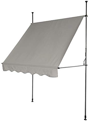 SVITA Klemmmarkise Balkonmarkise Sonnenschutz Markise Handkurbel ohne Bohren 200x120 cm (BxT) Hellgrau