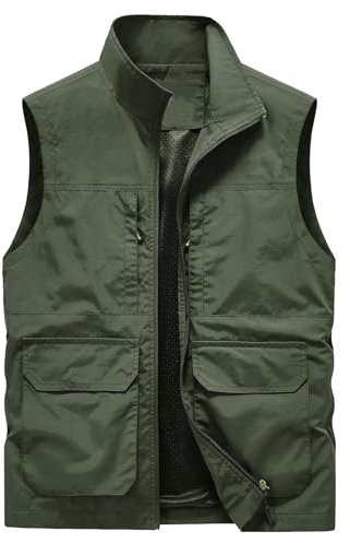 Arbeitswesten Für Herren | Outdoor Weste Herren Sommer Leicht 4Xl Softshell-Weste Atmungsaktiv Anglerweste Safari Weste Stehkragen Ärmellos Jacke Freizeit Fotografie Wandern Weste Camping Vest