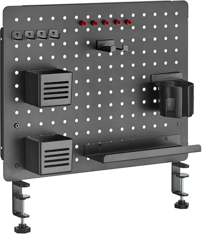 Ergolutions® Lochplatte Schwarz Schreibtisch-Organizer mit Zubehör - Magnetische Lochwand für Büro & Werkstatt - Pegboard zur Tischbefestigung - Lochbrett Organizer für mehr Ordnung, 52 X 42,5 Cm