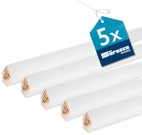 Viertelstab Kiefer – 14x14x2400 mm, 5 Stück, weiß RAL 9016 lackiert | Sörnsen Wood Sockelleiste – hochwertige Fußleisten mit Viertelstab Profil – Beste Qualität hergestellt in Norddeutschland