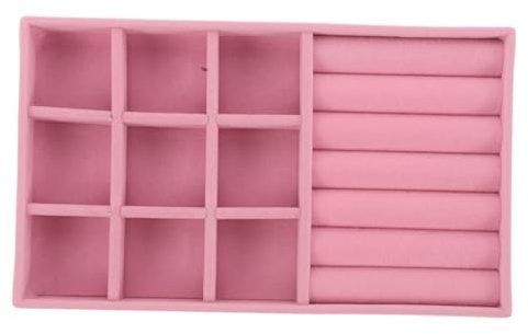 VALICLUD Vassoi in Velluto Rosa Organizer per Anelli e Bracciali per Gioielli Divisi Set 8 Pezzi Design Salvaspazio Apertura Superiore, per Cassetti e Display Elegante
