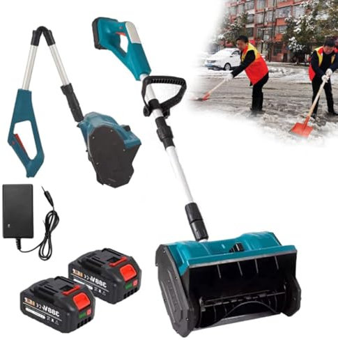 Pala da neve senza fili, spazzaneve alimentato a batteria al litio, spazzaneve elettrico pieghevole con maniglia ausiliaria e direzione regolabile, strumento per la pulizia della neve,2Battery