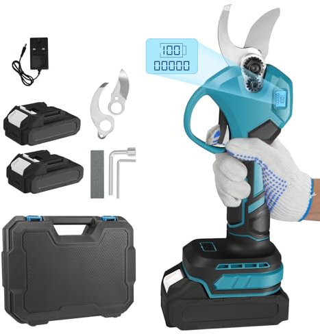 Electric Pruning Shears, Professional Cordless Electric Pruning with 2*2000mAh Battery, LCD Screen, 30mm Cutting Diameter Tree Branch Pruner, Electric Scissors for Gardens, Farms, Tree Branches(Blue)