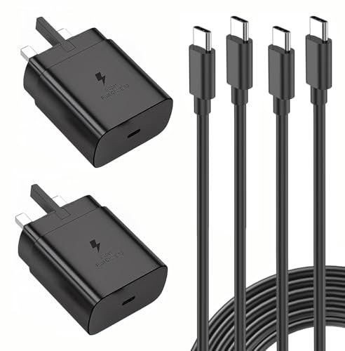 45W Super Fast Charger for Samsung,2Pack USB Type C Charging Cable and Plug Charge for Galaxy S25/S24 Ultra/S24/S23 Ultra/S23+/S22 Ultra/S22/S20/C55/A25/A26/A16/A15/A36/F55/A56/M55/M56/Tab A9 S9 S8 S7
