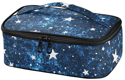 OWFKAY Lonchera para hombres y mujeres, pequeña lonchera aislada con asa, portátil, térmica, para el trabajo, la escuela, picnic al aire libre, estrellas azules en cielo nocturno
