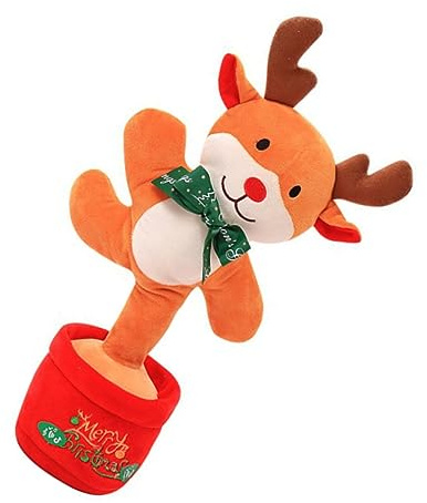 BESPORTBLE Weihnachts Plüschspielzeug Tanzend Singend Sprechend Leuchtend Batteriebetrieben Kinder Weihnachtsdeko Festtagsfeier