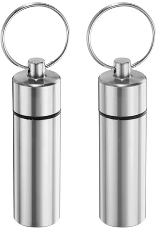QUARKZMAN 2 Pcs Métal Cure-Dents Support, Réutilisable Cure-Dents Étui Étanche Cure-Dents Conteneur avec Porte-clés pour Extérieur Pique-Nique Camping Voyage, Argent