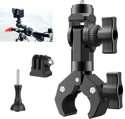 Supporto per Moto/Bicicletta per GoPro, Supporto Morsetto per Fotocamera, Supporto a clip per manubrio/bici, Supporto per fotocamera Insta360, per treppiede da scrivania, bici moto manubrio