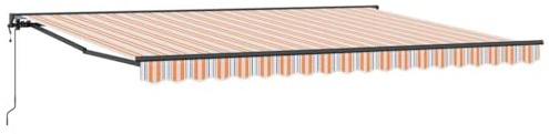 vidaXL Toldo Retráctil Azul y Naranja 450 x 300 cm Aluminio y Tela, Toldo Semi-Cassette Moderno para jardín y terraza, Rectangular, diseño Flexible, fácil de Instalar y versátil
