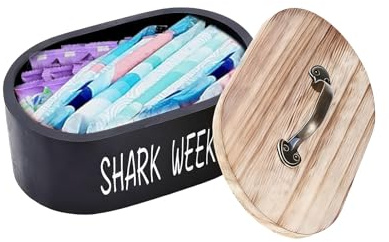 ZoeQide Binden Aufbewahrung mit Holzdeckel für Tampon Box im Badezimmer | Praktischer Organizer für Hygieneartikel mit großem Fach, geeignet für Wattepads, Wattestäbchen und kleine Badutensilien