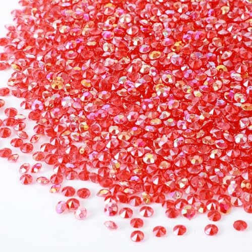 2000 Stück Acryl Deko Diamantkristalle Strasssteine Rot Rubinhochzeit Deko Rubinhochzeit Geschenke Diamanten Deka Rote Streudeko Kristalle Diamanten DIY Verzieren Tischdeko Hochzeit(Rot,4.5mm)