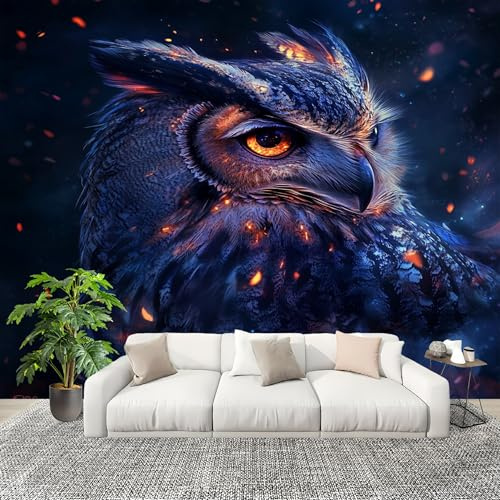 Mural Papel Pintado 3D 250x175cm BúHo Animal De FantasíA Fotomurales Tejido No Tejido Antiarrugas Póster PúRpura Murales Fotográfico Moderno Decoración de Paredes