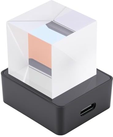 LICAEVEY LED-holografisches Kristallwürfel-3D-Fotodisplay mit Intelligenter Wetter-Digitaluhr, WiFi-GIF-Animations-Fotoalbum-Player für die Schreibtisch-Autodekoration