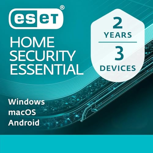 ESET HOME Security Essential 2026 | 3 Devices | 2 Years | Antivirus, Safe Banking, Safe Browsing, Anti-Phishing, Webcam Protection, Microphone Monitor | Activation Code by Post