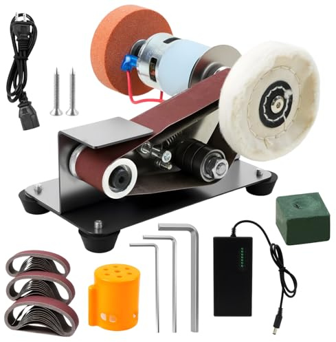 NBYTLT 3-in-1 Mini Belt Sander, 7 Adjustable Speed Electric Knife Sharpener, 220V 15 Degree Belt Grinder, for Metal Working and Wood DIY Handcraft