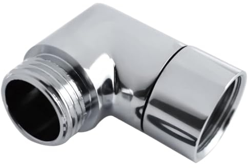 90-Grad-Dusch-Winkelverbinder | Duschkopf-Winkeladapter G1/2 Brauseschlauchadapter | Massive Kupfer-verchromte Konstruktion – verstellbare bewegliche Mutter – glattes Flussdesign für