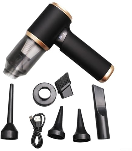 Aspirapolvere portatile senza fili multifunzione con aspirazione 5000Pa, 6 accessori, ricarica USB-C, per auto, peli di animali domestici e uso domestico, nero