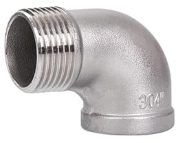 Hardware 1/8 1/4 3/8 1/2 3/4 1 1-1/4 1-1/2 2 3 4 NPT Female to Male 304 Stainless Steel 90 Degree Elbow Pipe Fitting Connector Pipe Joint(3/4) Plumbing Fittings