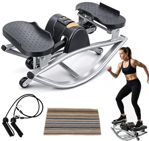 Rock Stepper laterale a dondolo, per esercizi a casa, con display digitale, macchina per allenamento per gambe e glutei, mini The Rock Stepper per casa, appartamento, ufficio
