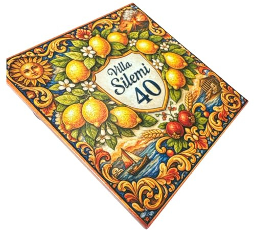 Kartoflak, Mattonella in Ceramica 15x15 cm, Stampa Colori, Verniciatura Selettiva, Personalizzata, Numero Civico, Piastrelle interno esteno, Bomboniera, Segnaposto