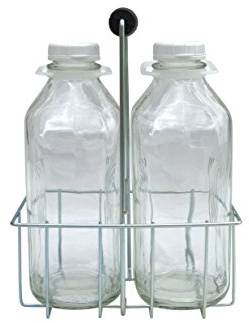 Wire Bottle Carrier for The Dairy Shoppe 64 oz bottles (64 oz The Dairy Shoppe, 2 Cell Carrier)