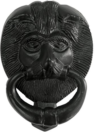 Battente per porta anteriore in ferro nero con testa di leone, 15,2 cm