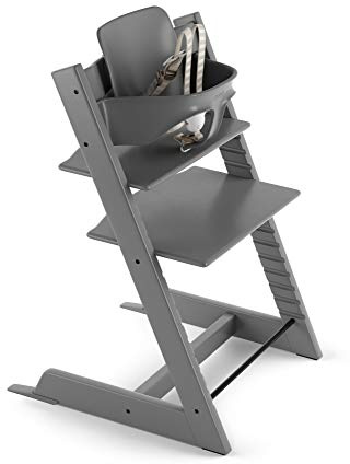 Stokke Tripp Trapp® Stuhl Storm Grey + Baby Set Storm Grey + Harness Beige