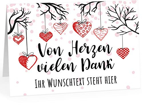 XXL Dankeskarte (A4) | PERSONALISIERT | Herzen modern | mit Umschlag | hochwertige Klappkarte | Mit Ihrem Text anpassbar | Große Karte | Maxi Danksagung | Karte | Überformat
