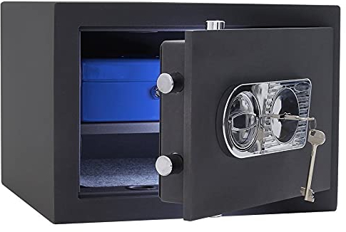 SafeHero Möbeltresor Klasse 1 EN 1143-1 Secureo Falcon 2 | H300xB420xT390 mm | 38 kg | Doppelbartschloss | Feuerfalz für Basis-Feuerschutz | Platz für 3 Ordner
