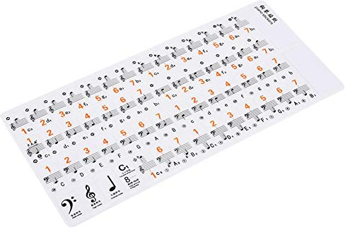 Piano Stickers for 61/88 Key Keyboards Removable and Transparent Complete Notes with Numbers