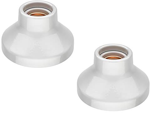 ledscom.de 2 Stück Deckenleuchte/Lampenfassung ELEKTRA, Porzellan, weiß glänzend, 1x E27 max. 300W